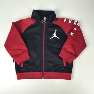Air Jordan Track Jacket Baby Size 6-9M Full Zip Red Black Jumpman Logo Spell Out